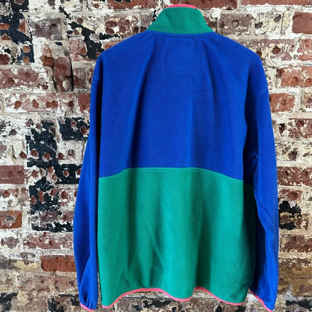 Columbia Back Bowl Full Zip Fleece Blue Green Retro Mens XL